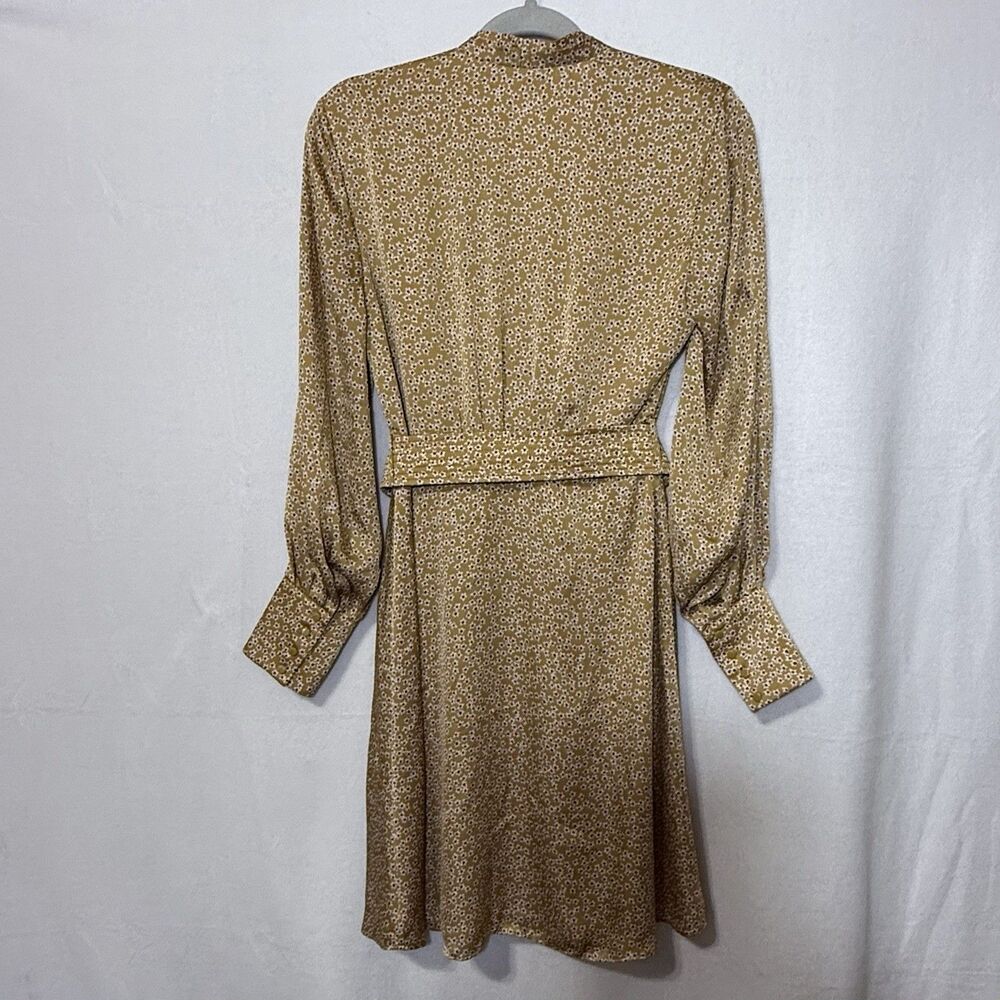 Equipment Femme Long Sleeve Yellow Floral Belted Fanetta Chic Wrap Dress Size 2 - Picture 2 of 14